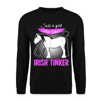 Irish Tinker Pferd Reiterin Pferde - Unisex Pullover - Schwarz - Vorne - Alina (178cm) & Michal (187cm)