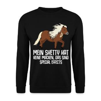 Shetty Shetland Pony Witz Shetlandpony - Unisex Pullover - Schwarz - Vorne - Alina (178cm) & Michal (187cm)