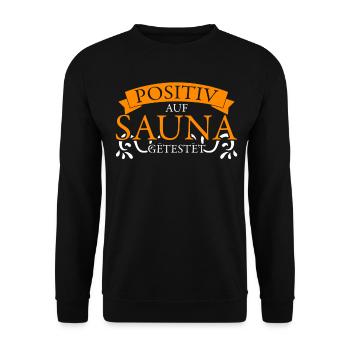 Sauna Witz Saunist Wellness Saunieren - Unisex Pullover - Schwarz - Vorne - Alina (178cm) & Michal (187cm)