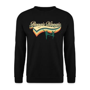 Boogie Woogie Retro Spruch Boogie-Woogie - Unisex Pullover - Schwarz - Vorne - Alina (178cm) & Michal (187cm)