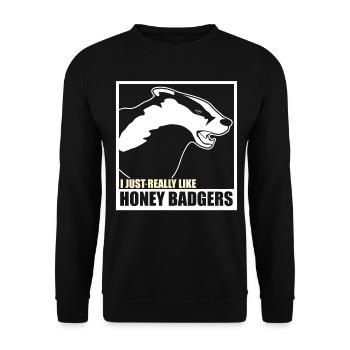 Honigdachs I like Badgers Honig Dachs - Unisex Pullover - Schwarz - Vorne - Alina (178cm) & Michal (187cm)