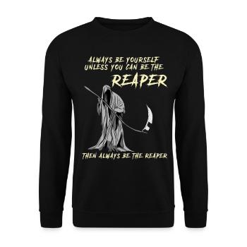 Grim Reaper funny saying - Unisex Sweatshirt - black - Front - Alina (178cm) & Michal (187cm)