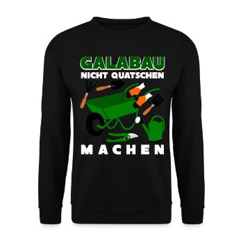Galabau Gartenbau Werkzeug Galabauer - Unisex Pullover - Schwarz - Vorne - Alina (178cm) & Michal (187cm)