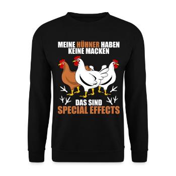 Hühner Hühnerstall Spruch mit Huhn - Unisex Pullover - Schwarz - Vorne - Alina (178cm) & Michal (187cm)