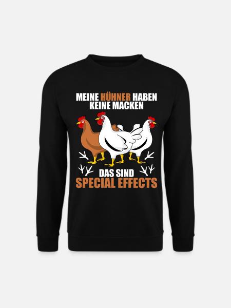 Hühner Hühnerstall Spruch mit Huhn - Unisex Pullover - Schwarz