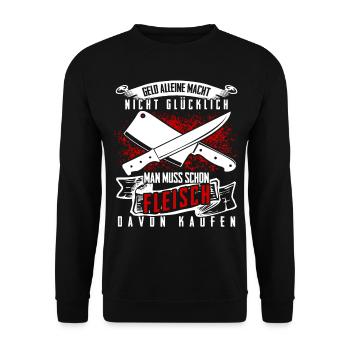 Metzger Metzgermesser Fleisch Fleischer - Unisex Pullover - Schwarz - Vorne - Alina (178cm) & Michal (187cm)