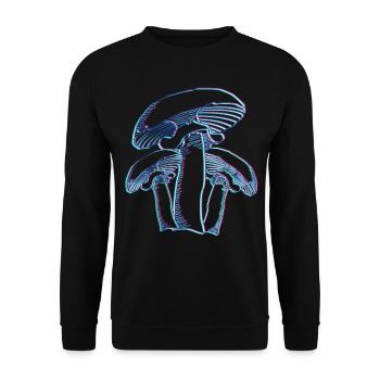 Pilzsammler abstrakte Pilze Pilzsucher - Unisex Pullover - Schwarz - Vorne - Alina (178cm) & Michal (187cm)