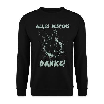 Misanthrop Mittelfinger mit Stinkefinger - Unisex Pullover - Schwarz - Vorne - Alina (178cm) & Michal (187cm)