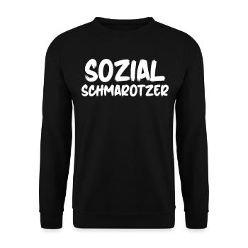 Arbeitsamt Sozialschmarotzer Arbeitslos - Unisex Pullover - Schwarz - Vorne - Alina (178cm) & Michal (187cm)