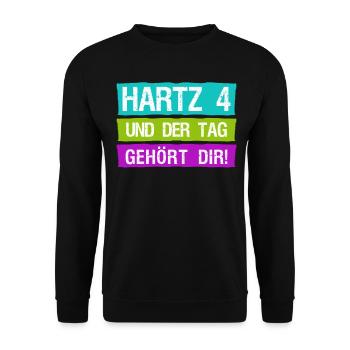 Arbeitsamt Hartz IV Arbeitslos Gehalt - Unisex Pullover - Schwarz - Vorne - Alina (178cm) & Michal (187cm)