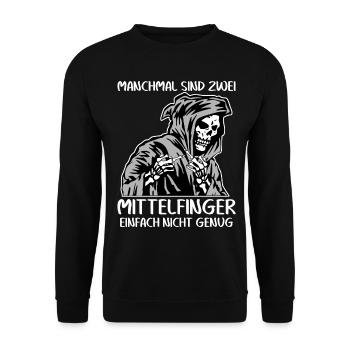 Stinkefinger Misanthrop Mittelfinger - Unisex Pullover - Schwarz - Vorne - Alina (178cm) & Michal (187cm)