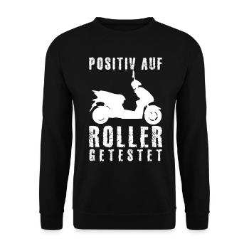 Mofa Mopet Motorroller Mofafahrer Moped - Unisex Pullover - Schwarz - Vorne - Alina (178cm) & Michal (187cm)