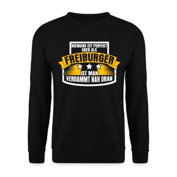 Freiburger sind perfekt Freiburg - Unisex Pullover - Schwarz - Vorne - Alina (178cm) & Michal (187cm)