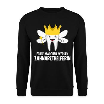 Zahnarzthelferin Zahnarzt Zahn ZFA - Unisex Pullover - Schwarz - Vorne - Alina (178cm) & Michal (187cm)