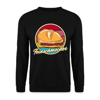 Leberkäse Feinschmecker Leberkas - Unisex Pullover - Schwarz - Vorne - Alina (178cm) & Michal (187cm)