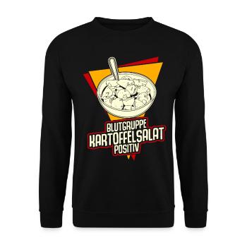 Blutgruppe Kartoffelsalat Potato Salad - Unisex Pullover - Schwarz - Vorne - Alina (178cm) & Michal (187cm)