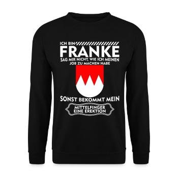 Franken Mittelfinger Frankenland Franke - Unisex Pullover - Schwarz - Vorne - Alina (178cm) & Michal (187cm)