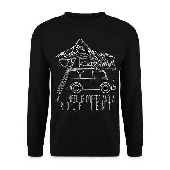 Dachzelt Kaffee und Camping 4x4 Offroad - Unisex Pullover - Schwarz - Vorne - Alina (178cm) & Michal (187cm)