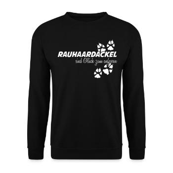 Rauhaardackel Glück Dachshund - Unisex Pullover - Schwarz - Vorne - Alina (178cm) & Michal (187cm)