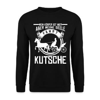 Kutsche Fuhrmann Pferdekutsche Kutscher - Unisex Pullover - Schwarz - Vorne - Alina (178cm) & Michal (187cm)