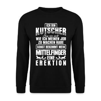 Kutsche Pferdekutsche Witz Kutscher - Unisex Pullover - Schwarz - Vorne - Alina (178cm) & Michal (187cm)