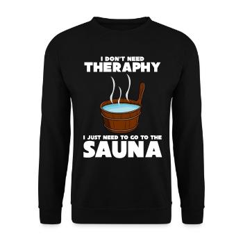 Sauna Saunist Saunisten Spruch Saunieren - Unisex Pullover - Schwarz - Vorne - Alina (178cm) & Michal (187cm)