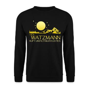 Der Watzmann ruft Watzmannmassiv - Unisex Pullover - Schwarz - Vorne - Alina (178cm) & Michal (187cm)