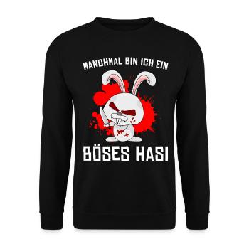 Böses Hasi mit bösem Hasen Psychopath - Unisex Pullover - Schwarz - Vorne - Alina (178cm) & Michal (187cm)