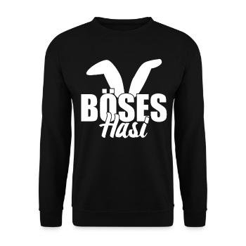Böses Hasi Hasenohren mit bösem Hasen - Unisex Pullover - Schwarz - Vorne - Alina (178cm) & Michal (187cm)
