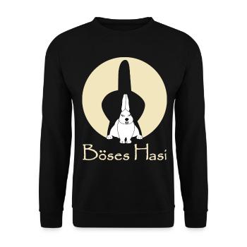 Böses Hasi mit bösem Mittelfinger Hasen - Unisex Pullover - Schwarz - Vorne - Alina (178cm) & Michal (187cm)