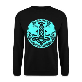 Raben Wikinger Krähen Schmuck Rabe - Unisex Pullover - Schwarz - Vorne - Alina (178cm) & Michal (187cm)