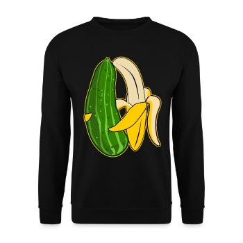 Banane und Gurke in Umarmung - Unisex Pullover - Schwarz - Vorne - Alina (178cm) & Michal (187cm)
