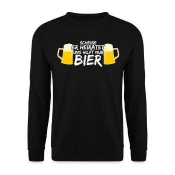 Junggesellenabschied Bier Junggeselle - Unisex Pullover - Schwarz - Vorne - Alina (178cm) & Michal (187cm)