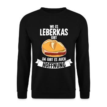 Leberkäse Fleischkas Leberkas - Unisex Pullover - Schwarz - Vorne - Alina (178cm) & Michal (187cm)