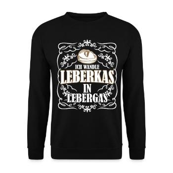 Leberkäse Gas aus Leberkas - Unisex Pullover - Schwarz - Vorne - Alina (178cm) & Michal (187cm)
