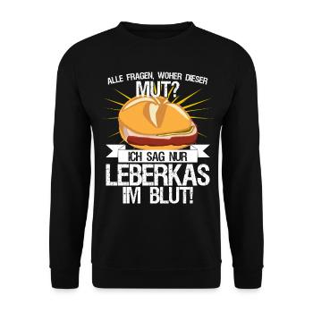 Leberkäse Fleischkas und Mut Leberkas - Unisex Pullover - Schwarz - Vorne - Alina (178cm) & Michal (187cm)