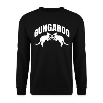 Kangaroo with weapon Gunguru Kangaroos - Unisex Sweatshirt - black - Front - Alina (178cm) & Michal (187cm)