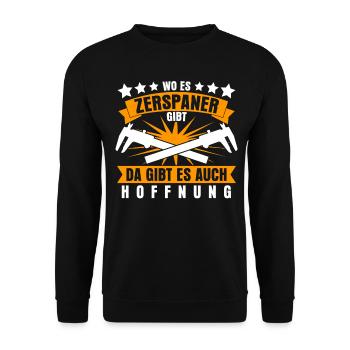 Zerspaner Spruch Zerspanungsmechaniker - Unisex Pullover - Schwarz - Vorne - Alina (178cm) & Michal (187cm)