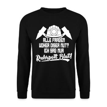 Ruhrgebiet Kohle Bergbau Ruhrpott - Unisex Pullover - Schwarz - Vorne - Alina (178cm) & Michal (187cm)