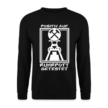 Ruhrgebiet Kohle Zeche Ruhrpott - Unisex Pullover - Schwarz - Vorne - Alina (178cm) & Michal (187cm)