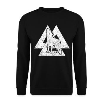 Wolf Odins Wotansknoten Wikinger Wölfe - Unisex Pullover - Schwarz - Vorne - Alina (178cm) & Michal (187cm)