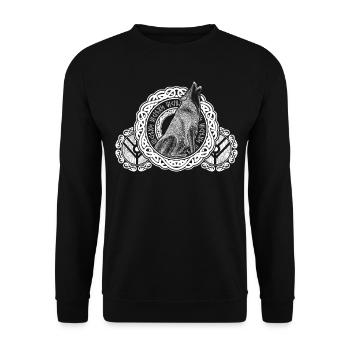 Wolf Odins Wölfe Odhin Wikinger Schild - Unisex Pullover - Schwarz - Vorne - Alina (178cm) & Michal (187cm)