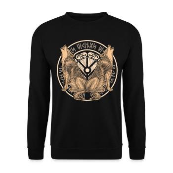 Wolf Odins Wikinger Schild Wölfe Odhin - Unisex Pullover - Schwarz - Vorne - Alina (178cm) & Michal (187cm)