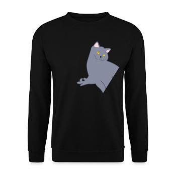 Watched game with cat Looked in - Unisex Sweatshirt - black - Front - Alina (178cm) & Michal (187cm)