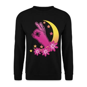 Looked in Vaporwave Moon Looked in - Unisex Sweatshirt - black - Front - Alina (178cm) & Michal (187cm)