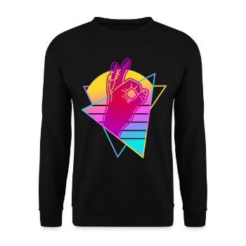Have a look at Retro Vaporwave - Unisex Sweatshirt - black - Front - Alina (178cm) & Michal (187cm)