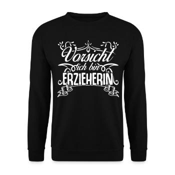 Erzieherin Pädagogin Tagesmutter - Unisex Pullover - Schwarz - Vorne - Alina (178cm) & Michal (187cm)