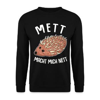 Mettigel Mettbrötchen Hack Mett - Unisex Pullover - Schwarz - Vorne - Alina (178cm) & Michal (187cm)