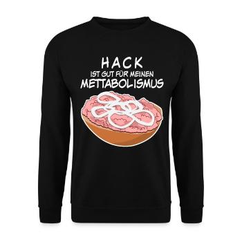 Mettbrötchen Hackfleisch Mett Mettigel - Unisex Pullover - Schwarz - Vorne - Alina (178cm) & Michal (187cm)
