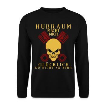 Hubraum Tuner Benzin Motorsport Tuning - Unisex Pullover - Schwarz - Vorne - Alina (178cm) & Michal (187cm)